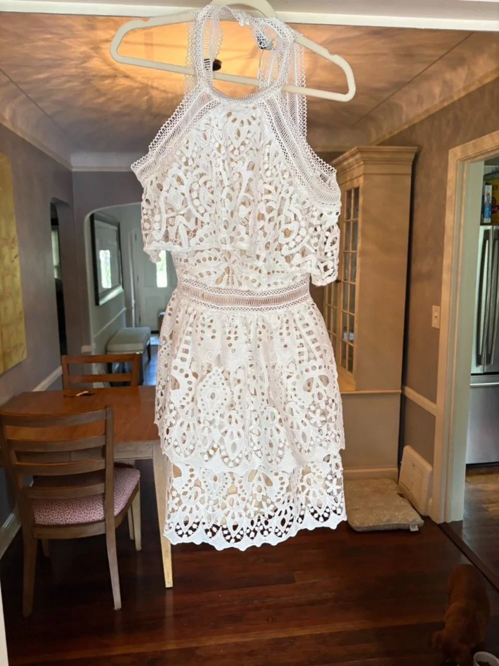 NWT Elliatt White Crochet Lace Cold Shoulder Minidress (Bridal). Size M